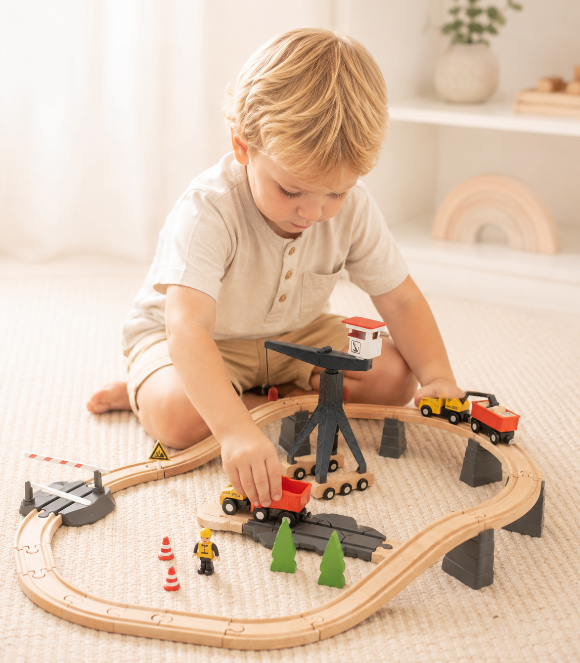 Pista de Construcción de Madera con Vehículos
