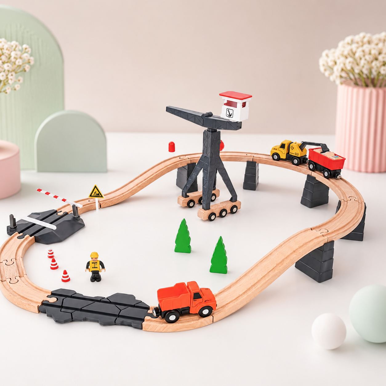 Pista de Construcción de Madera con Vehículos