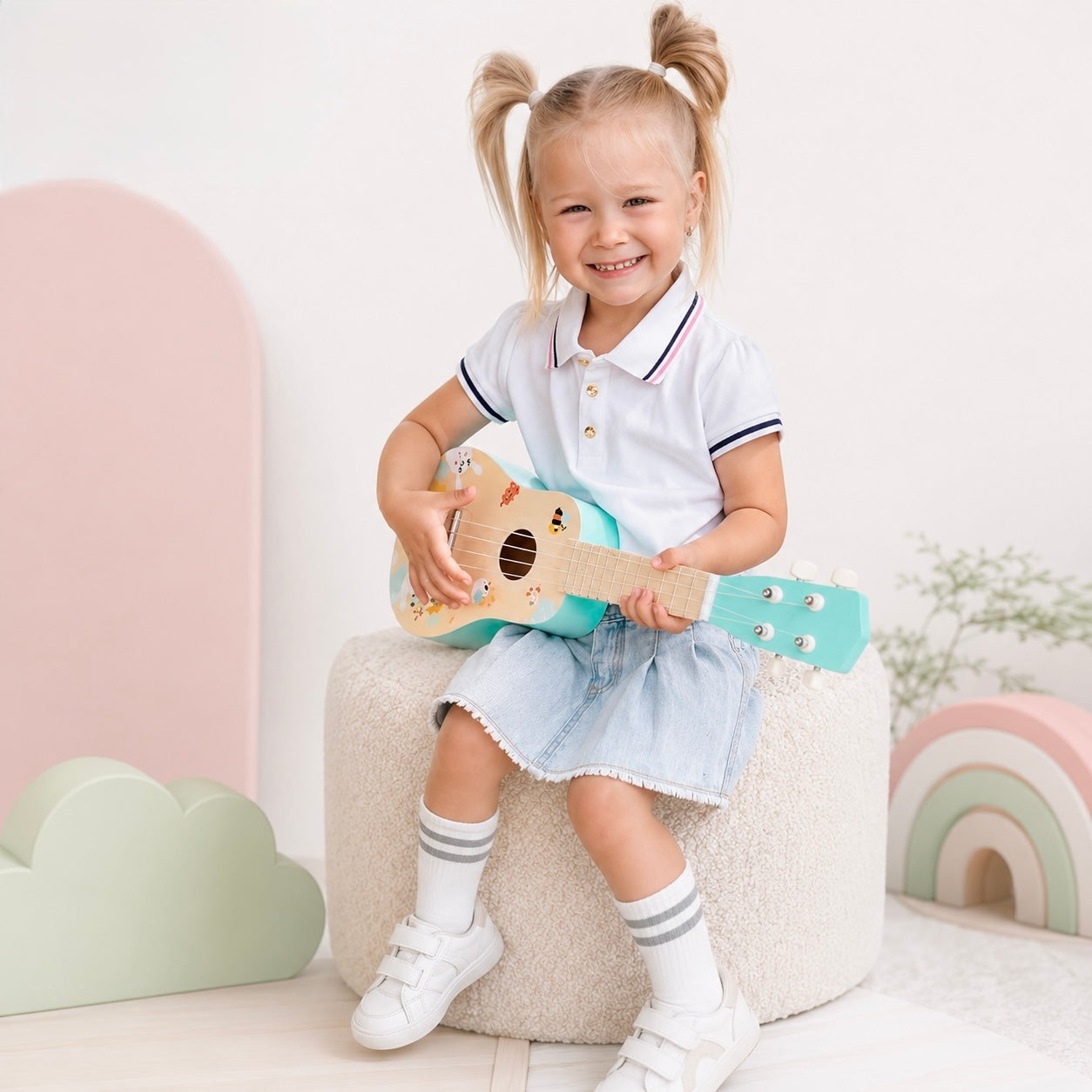 🎶 Ukulele infantil de Madera -Niños instrumento musical